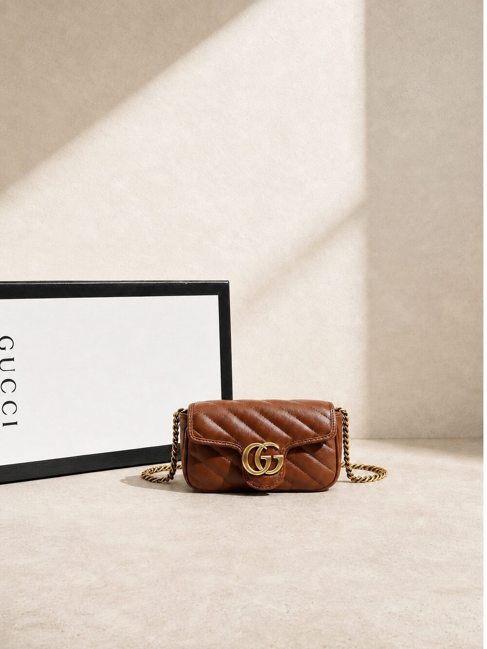 Gucci GG Marmont Super Mini Caramel Matelasse Shoulder Bag - Picture 2 of 6